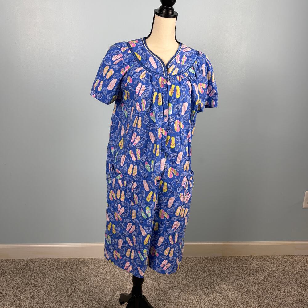 Elegant Emily Flip Flop House Dress Muumuu Lounger Grandmacore Size L